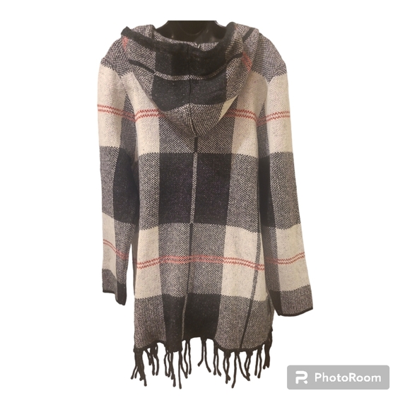 Flannel Cardigan Sweater jacket lg - Picture 2 of 7